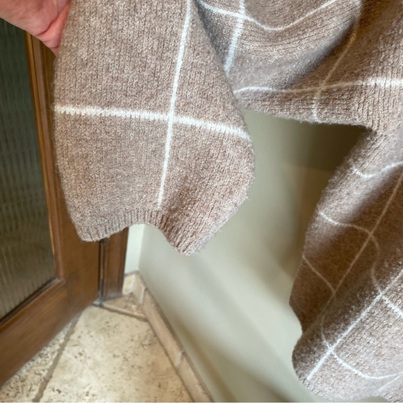 Madewell Windowpane Women’s Turtleneck Sweater Tan Size XL - Picture 9 of 10